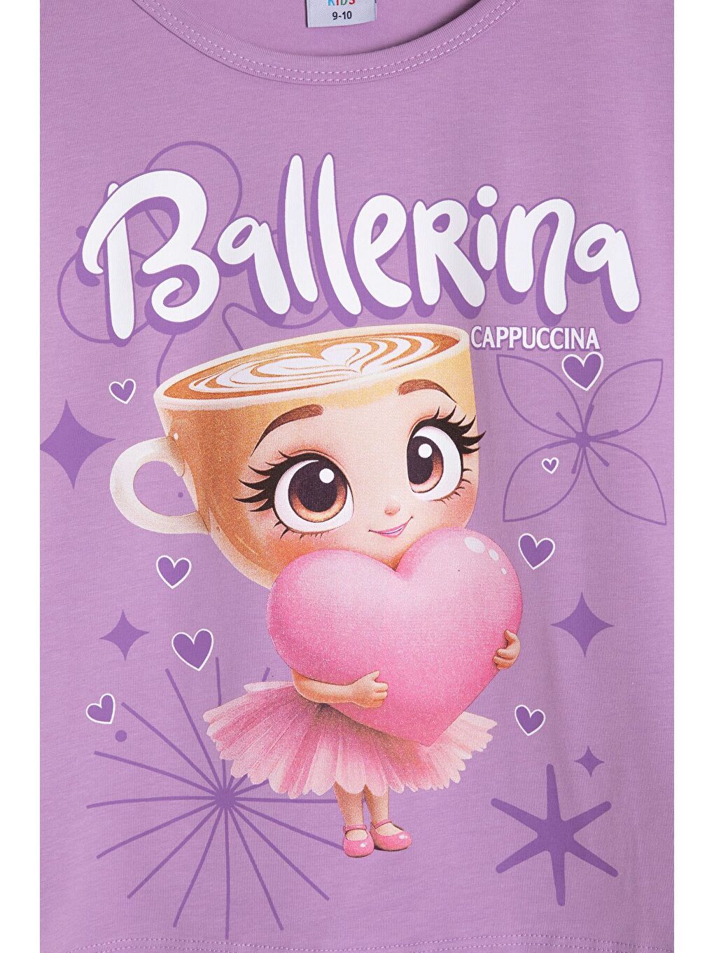 Lila Karakter Baskılı Tişörtlü Fitilli Pantolonlu Kız Çocuk 2li Takım 23830-3