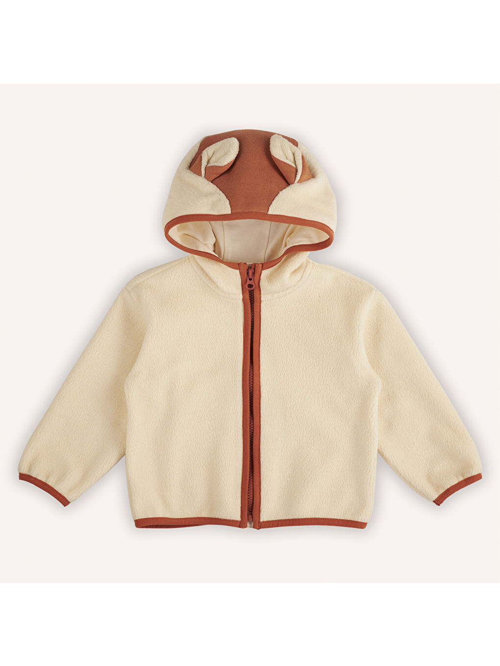 Panço Bej Kız Çocuk Tilki Kulaklı Pelüş Sweatshirt - 1