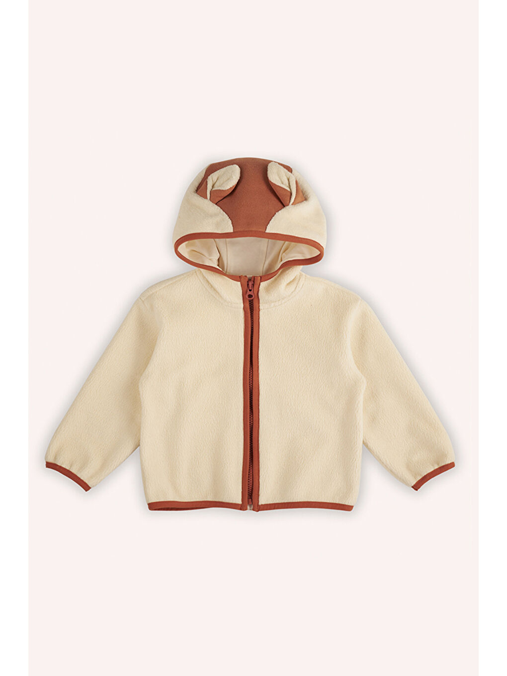 Panço Bej Kız Çocuk Tilki Kulaklı Pelüş Sweatshirt