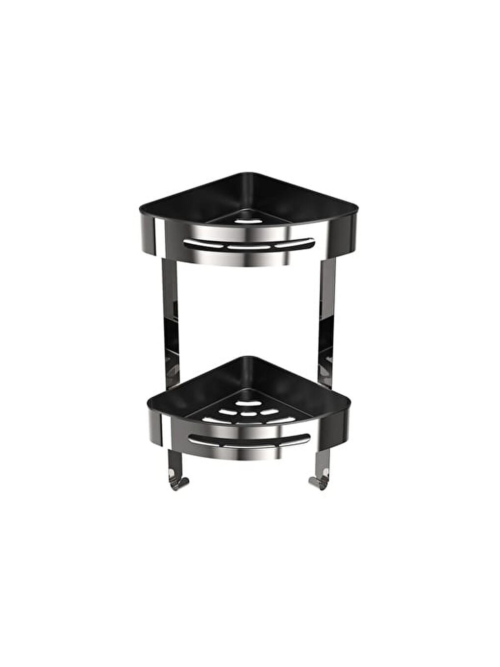 Gri 2 Katlı Paslanmaz Banyo Rafı - Krom - 40 cm-2