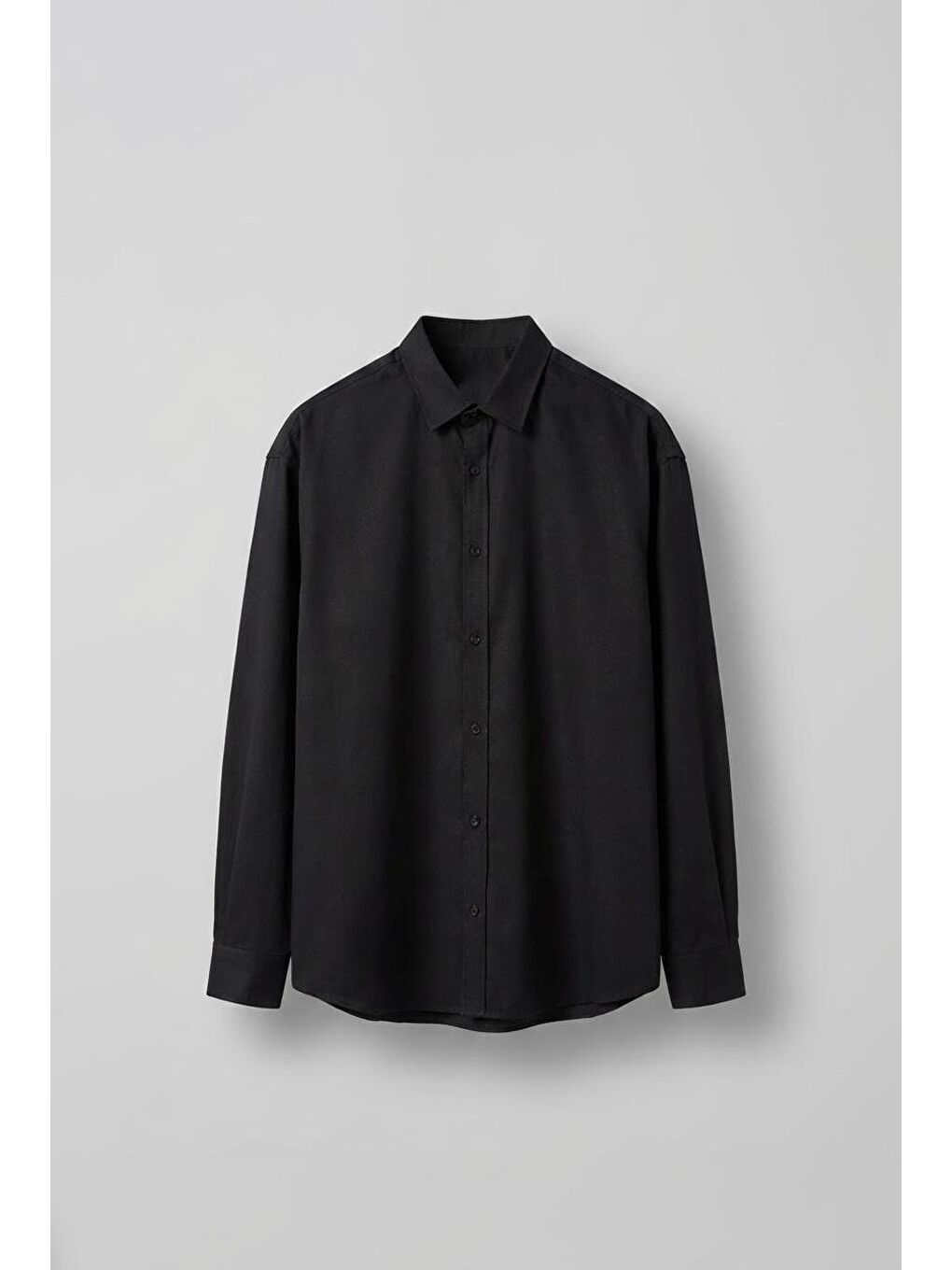 Erkek Oversize Uzun Kollu Basic Gömlek Siyah