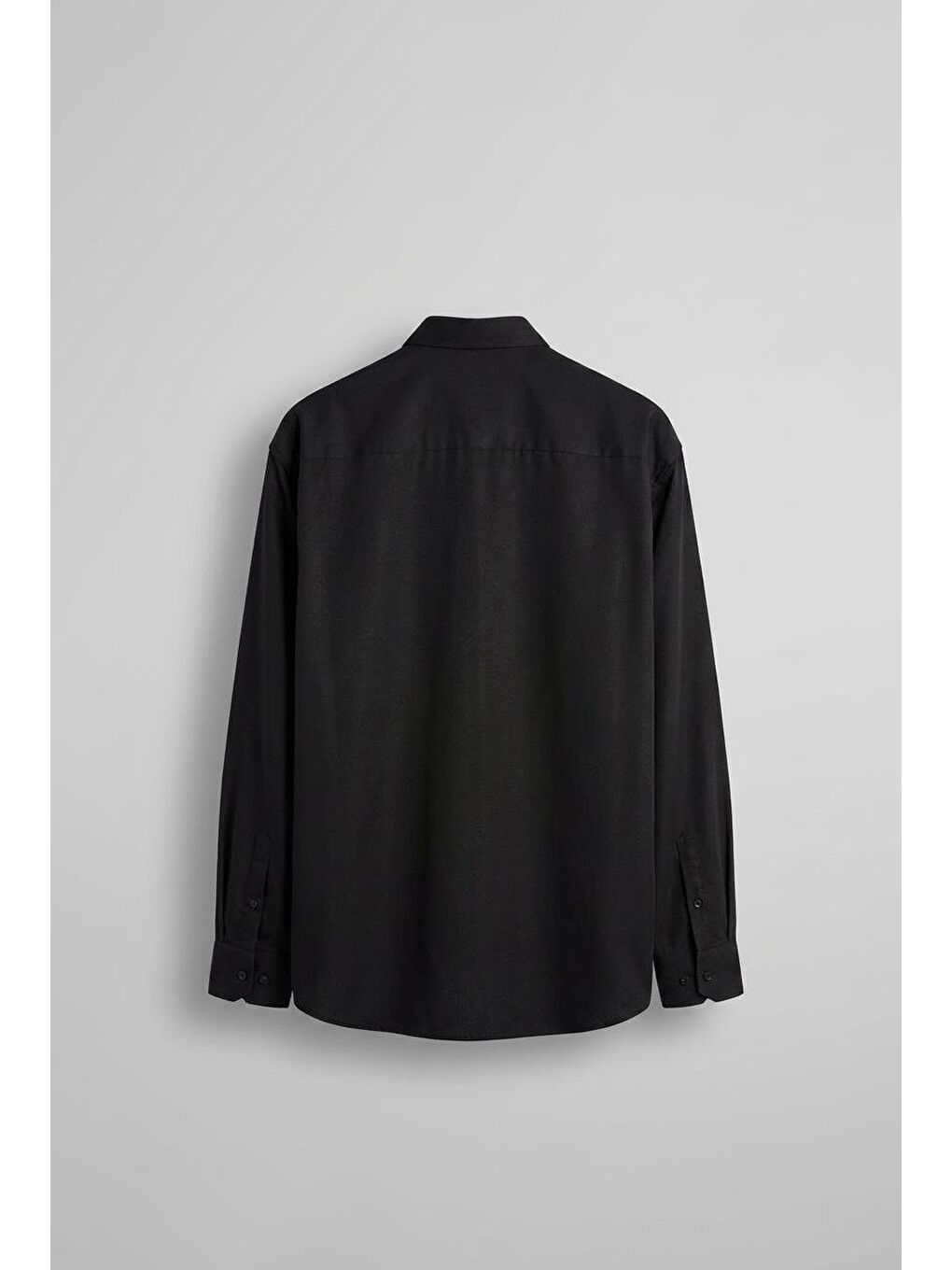 Erkek Oversize Uzun Kollu Basic Gömlek Siyah-1