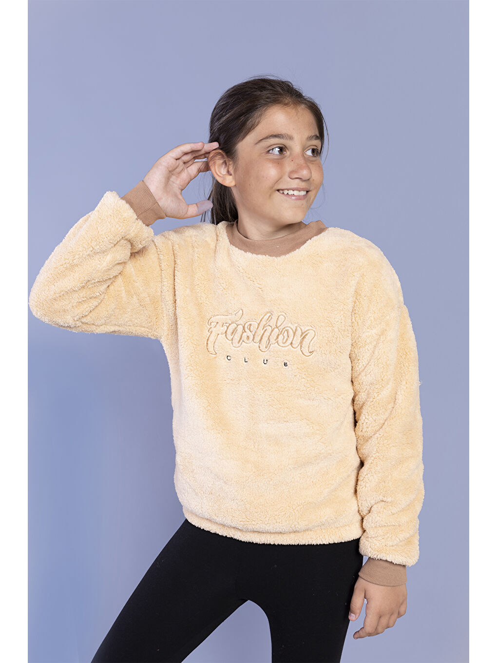 Toontoykids Bej Kız Çocuk Nakışlı Pelüş Sweatshirt