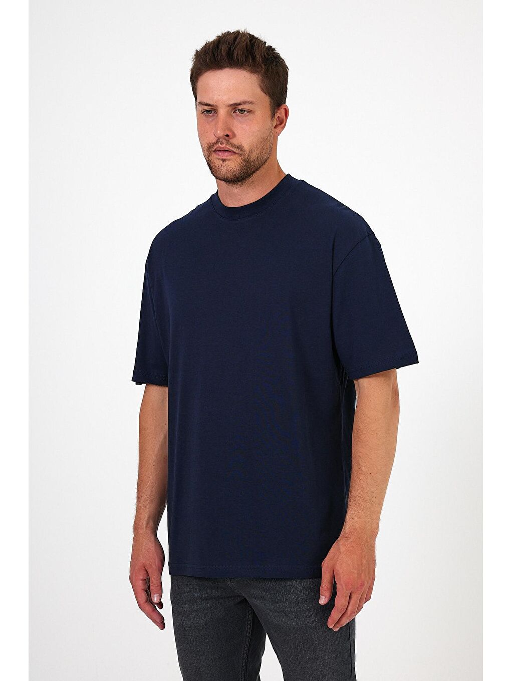 İndigo Bisiklet Yaka Baskılı Erkek Tişört 7024-1