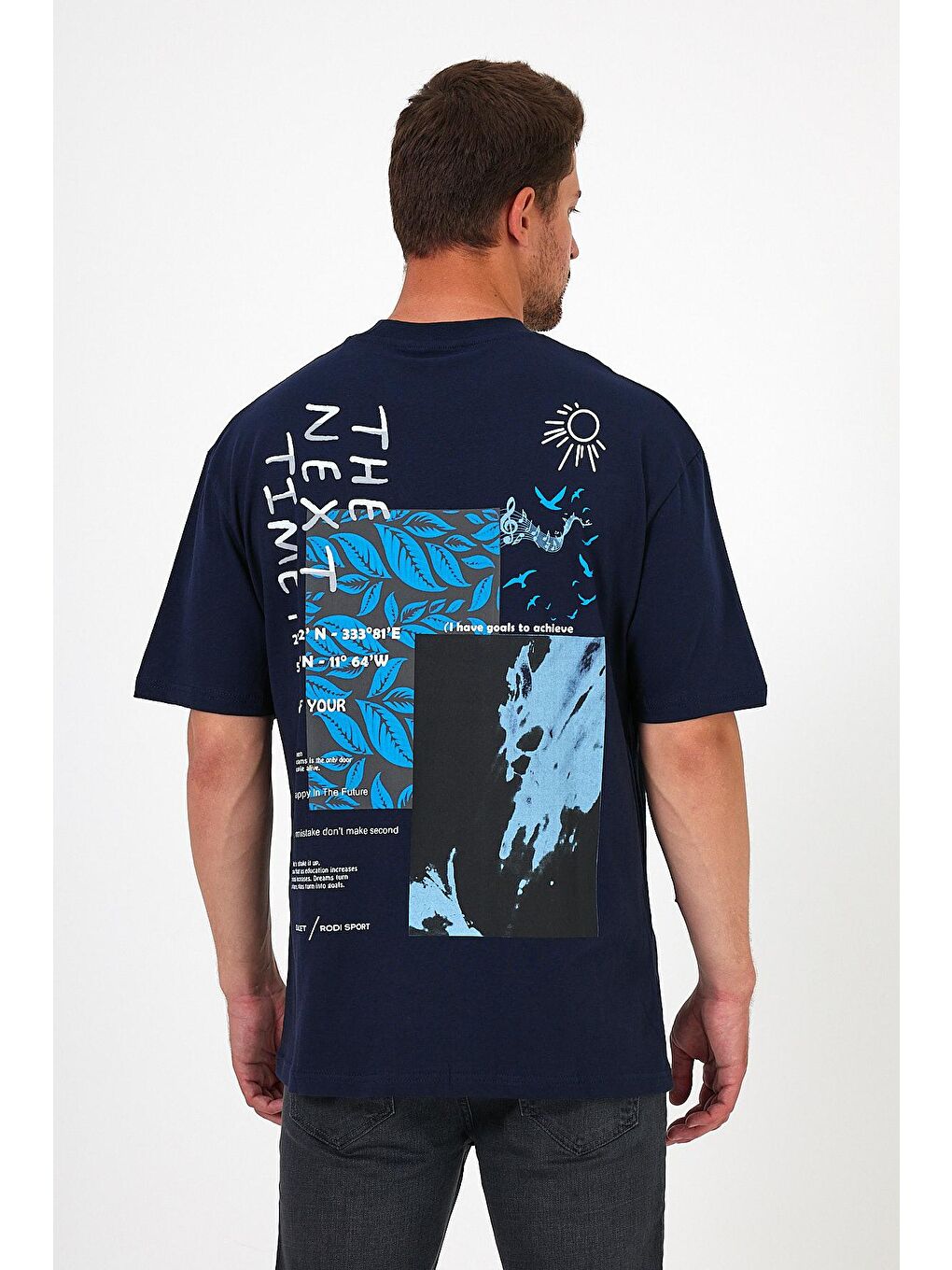 İndigo Bisiklet Yaka Baskılı Erkek Tişört 7024-3