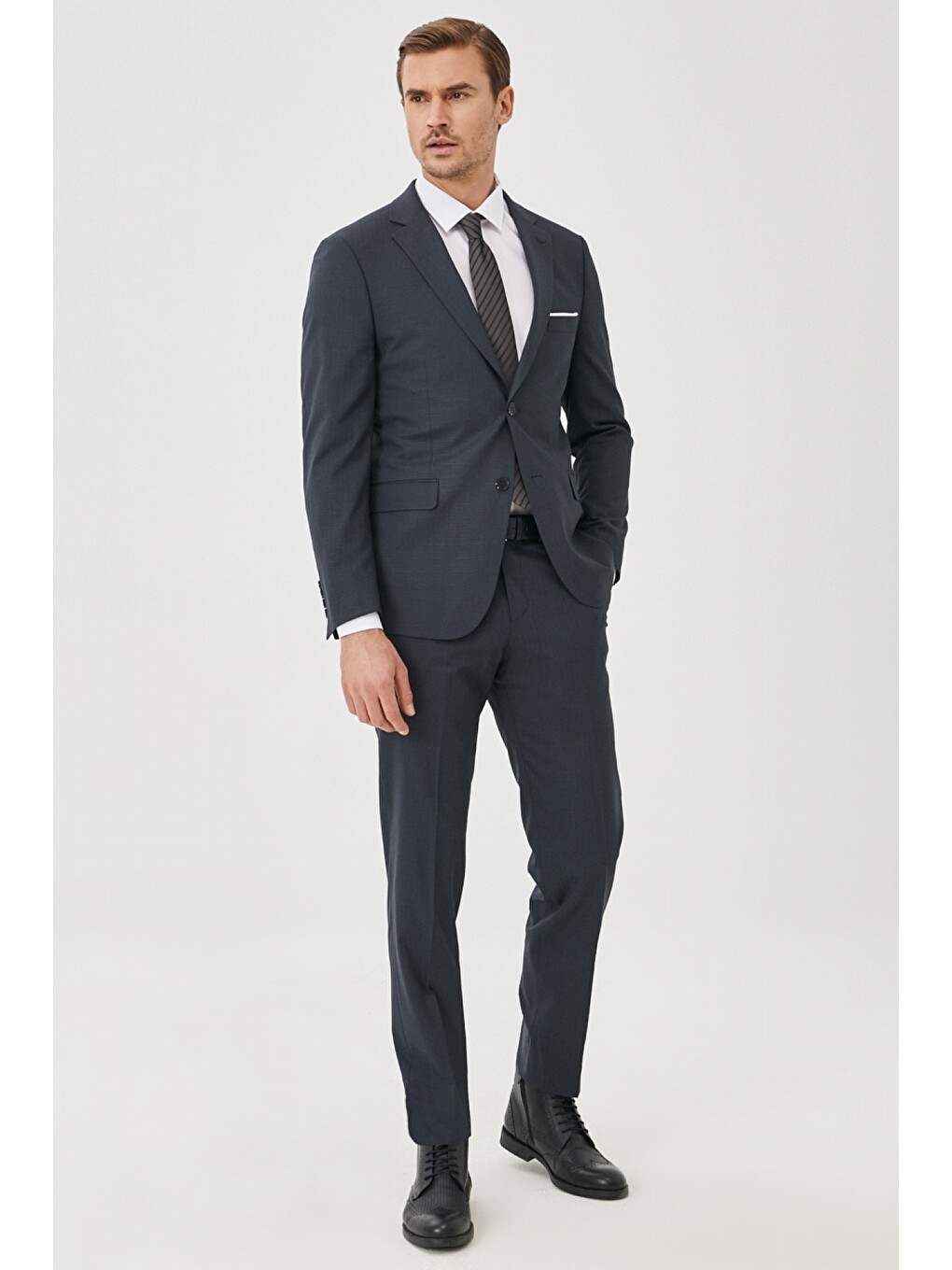 Erkek Antrasit Ekstra Slim Fit Pötikareli Antrasit Takım Elbise-1