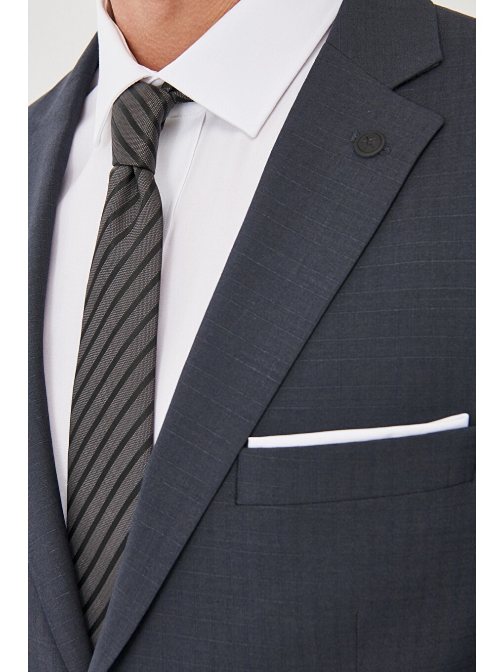 Erkek Antrasit Ekstra Slim Fit Pötikareli Antrasit Takım Elbise-2