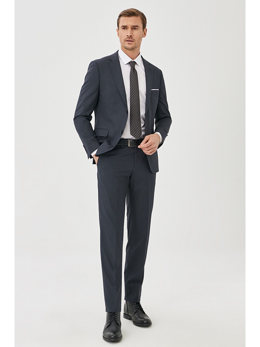 Erkek Antrasit Ekstra Slim Fit Pötikareli Antrasit Takım Elbise-3