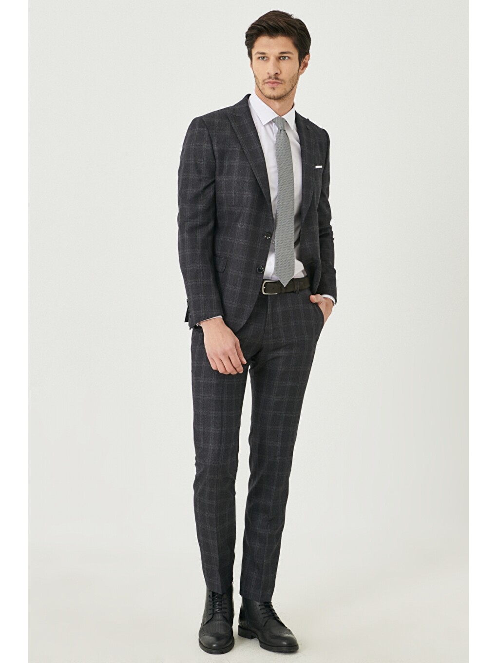 Erkek Antrasit-Gri Slim Fit Takım Elbise