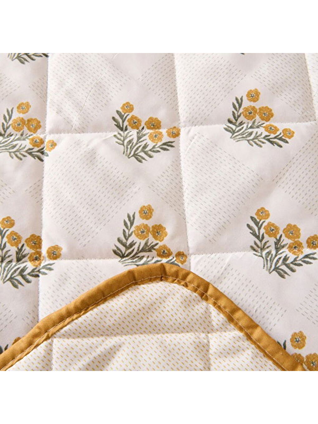 Soft Folky Çok Amaçlı Tek Kişilik Yatak Örtüsü Seti - Sarı-1