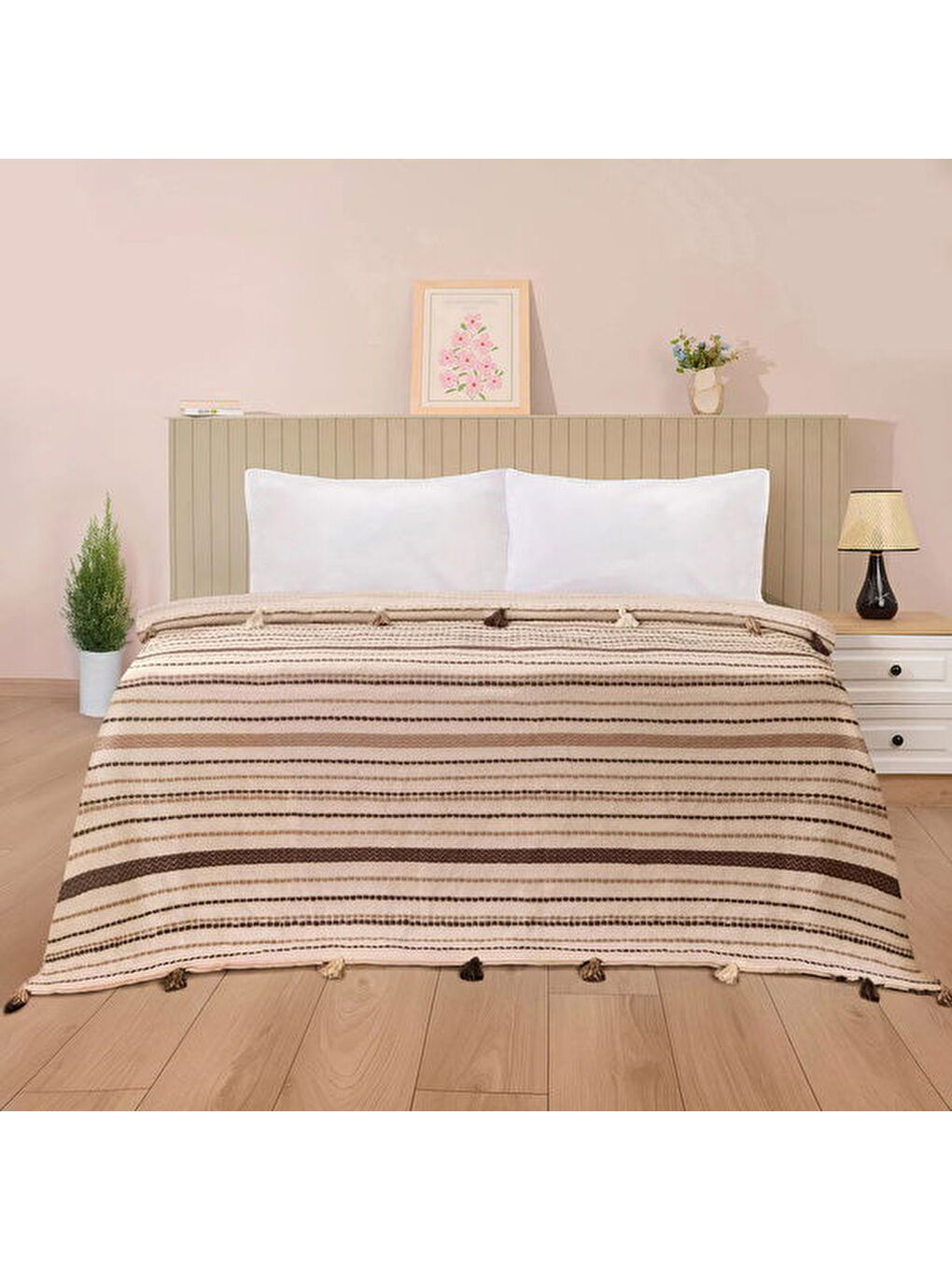 Soft Austin Tek Kişilik Yatak Örtüsü - Kahverengi - 195x225 cm