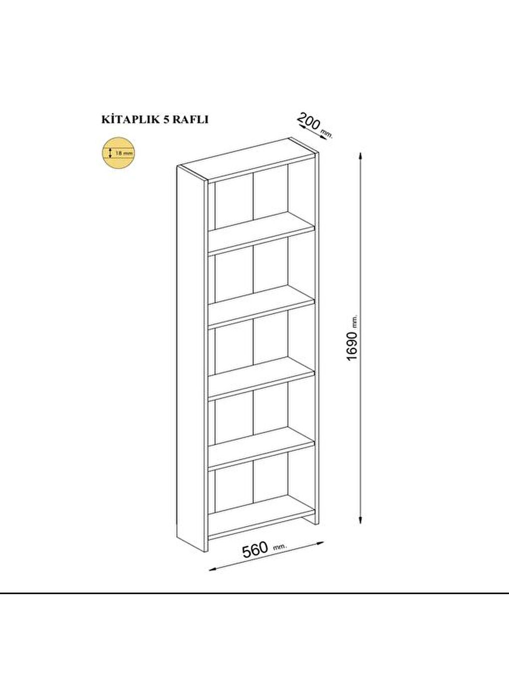 Eco 5 Raflı Kitaplık - Beyaz-1