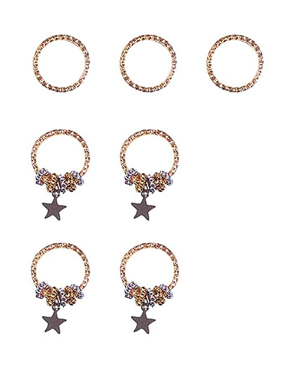 Sarı Glamour Yıldızlı Saç Küpesi-1