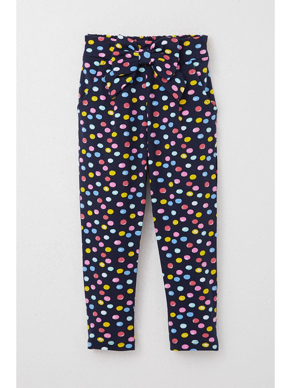 Kız Çocuk Alt Renkli Puantiye Desenli Fiyonklu Lacivert (3 Yaş)