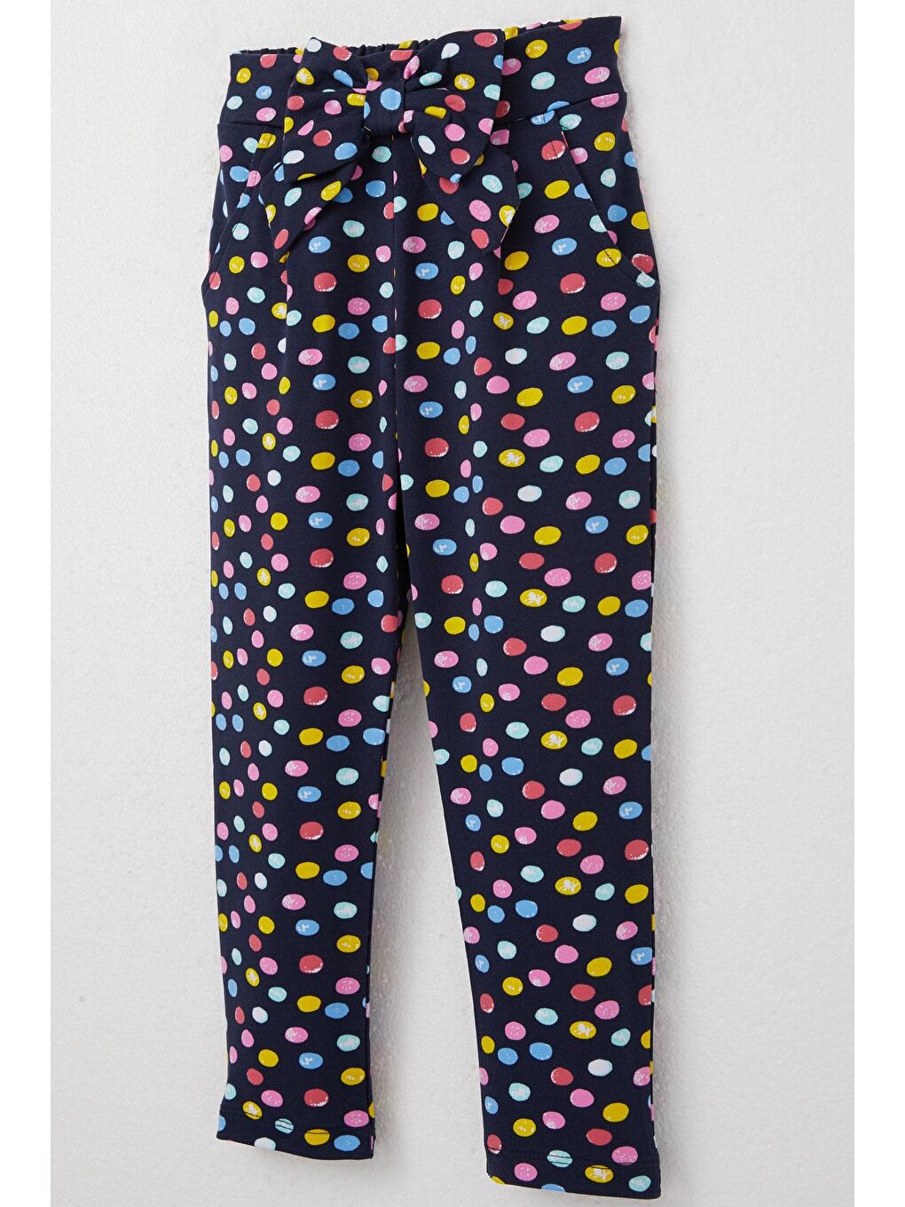 Kız Çocuk Alt Renkli Puantiye Desenli Fiyonklu Lacivert (3 Yaş)-2