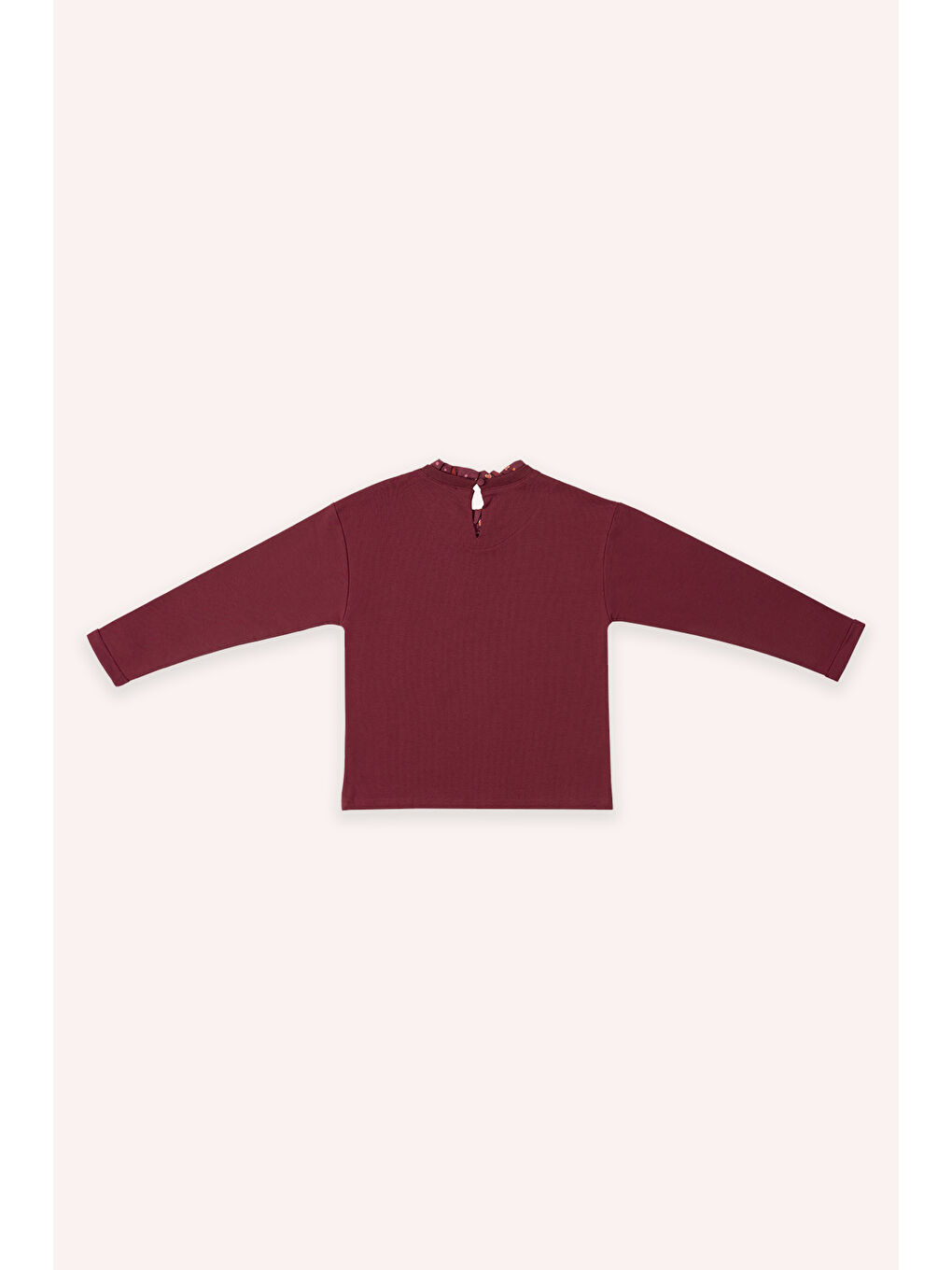 Bordo Kız Çocuk Yakası Fırfır Detaylı Sweatshirt-2