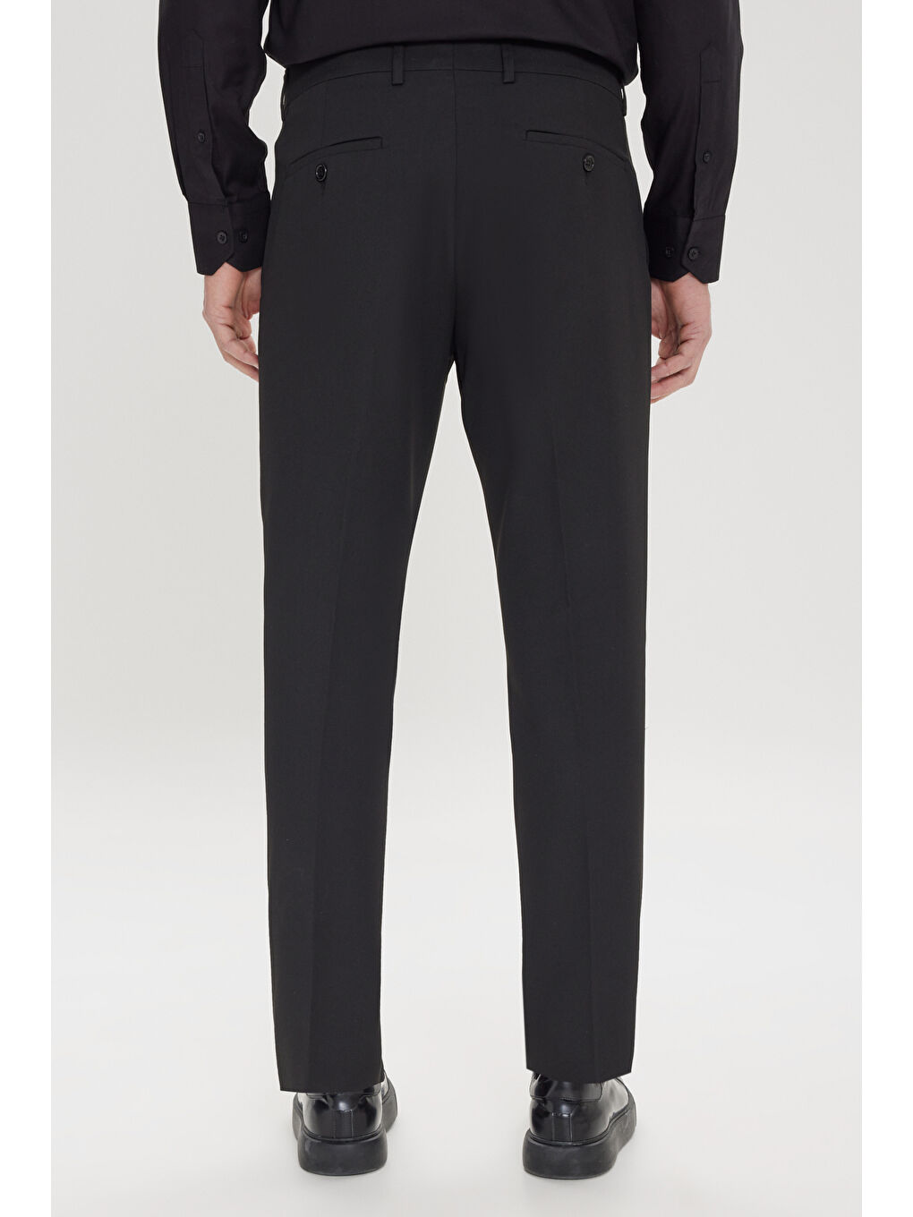 Erkek Siyah Regular Fit Geniş Kesim Yan Cep Klasik Pantolon-4