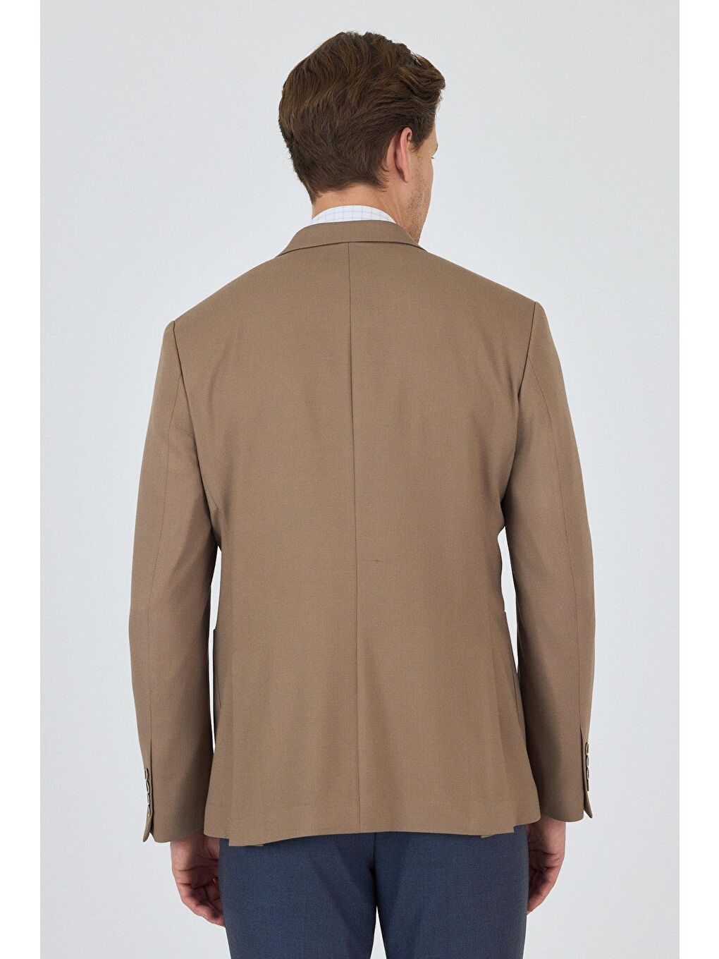 Koyu Bej Kılıç Yaka   Esnek 6 Drop Slim Fit Classic  Ceket 1002250124-4