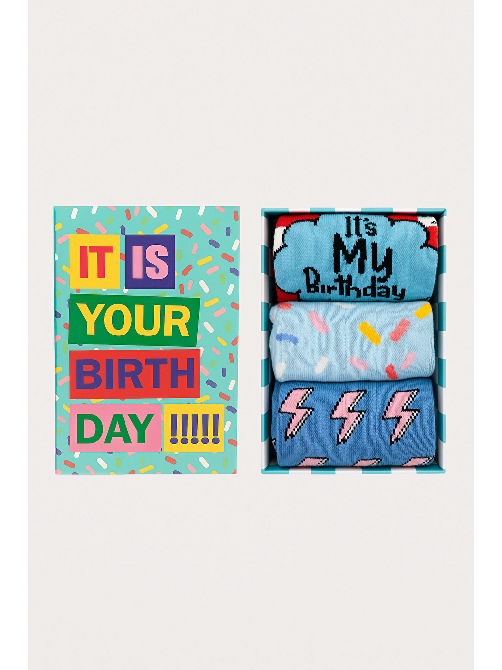 Karışık Unisex Birthday Kutulu 3'Lü Soket Çorap-1