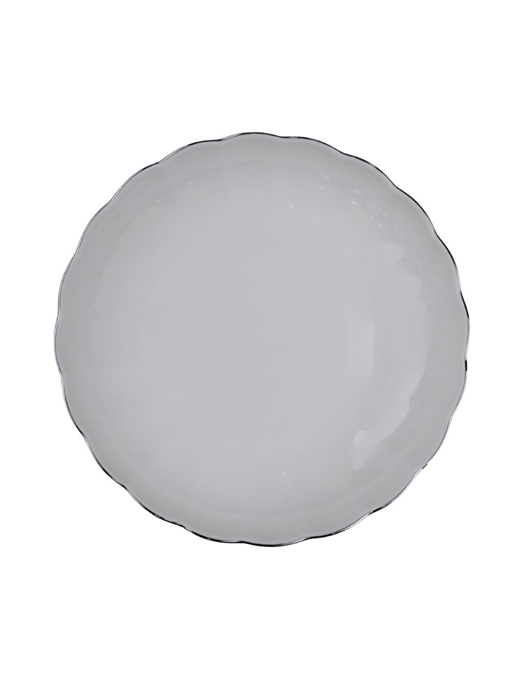 Ekru Bone Luz Platin Fileli Çukur Tabak 20cm Tekli
