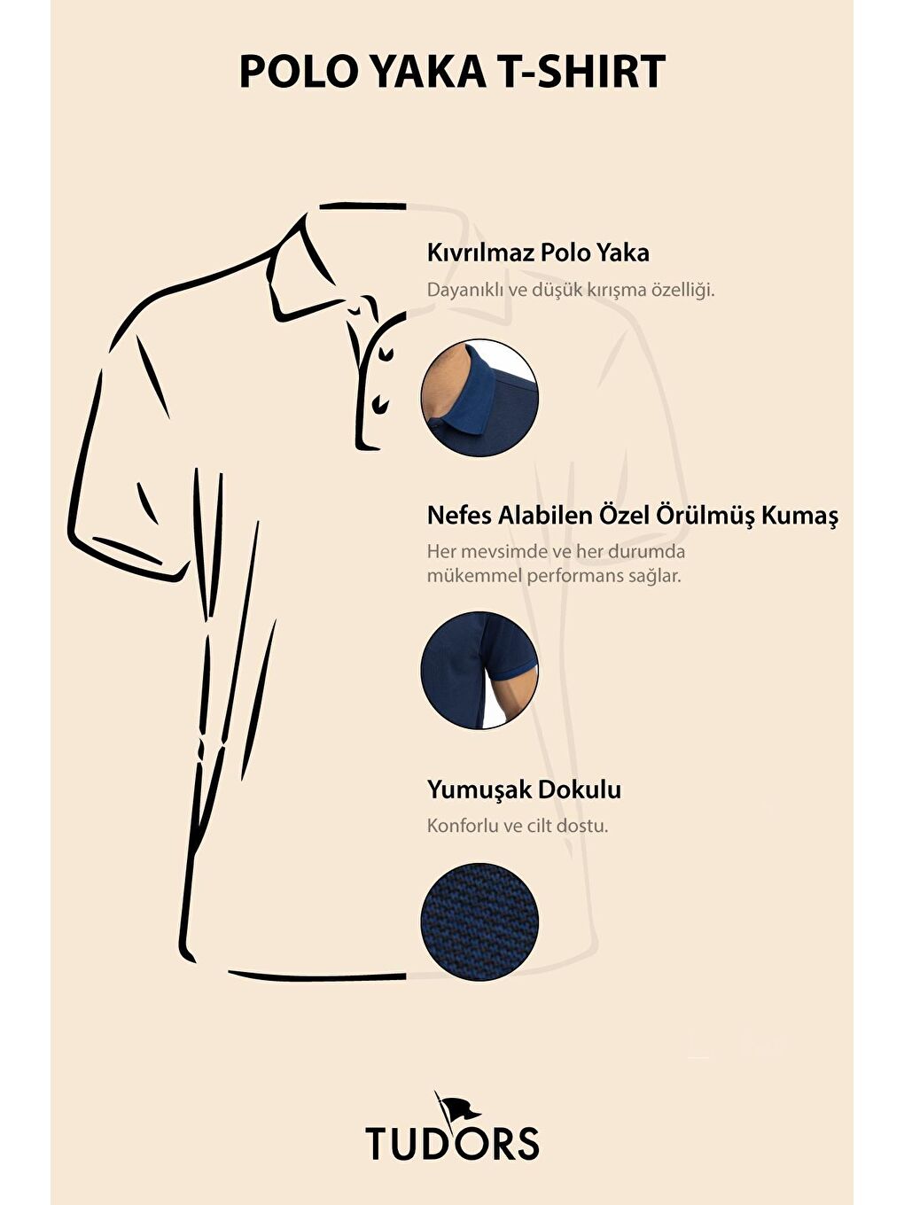 Erkek Klasik Fit Pamuklu Düz Pike Lacivert Polo Yaka Tişört-5