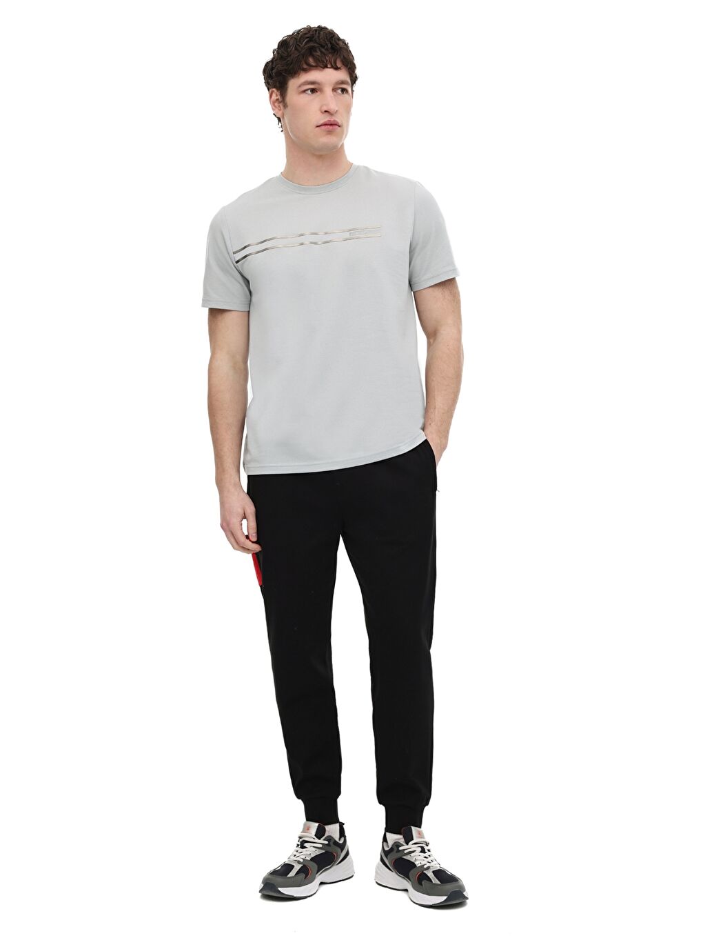 Gri ML LEAN 11ITL1112 6FX GRI Erkek Kısa Kol T-Shirt-2