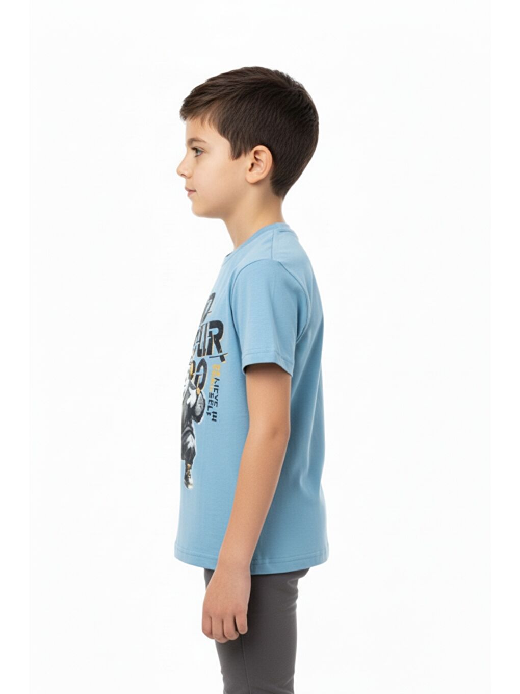 Mavi Erkek Çocuk Bisiklet Yaka Kısa Kollu Baskılı Tişört 24992-1