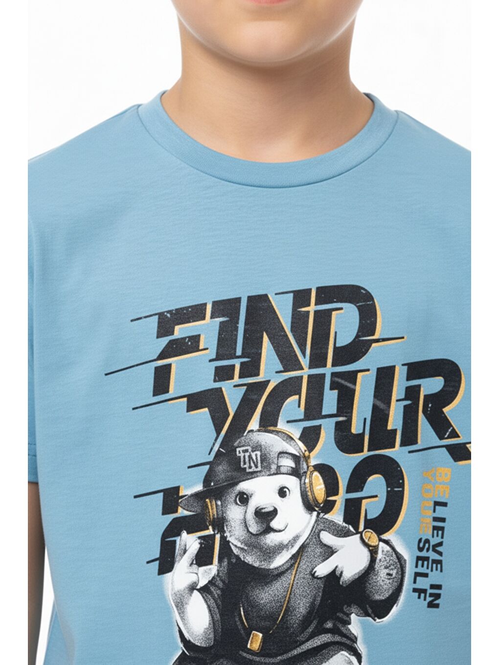 Mavi Erkek Çocuk Bisiklet Yaka Kısa Kollu Baskılı Tişört 24992-4