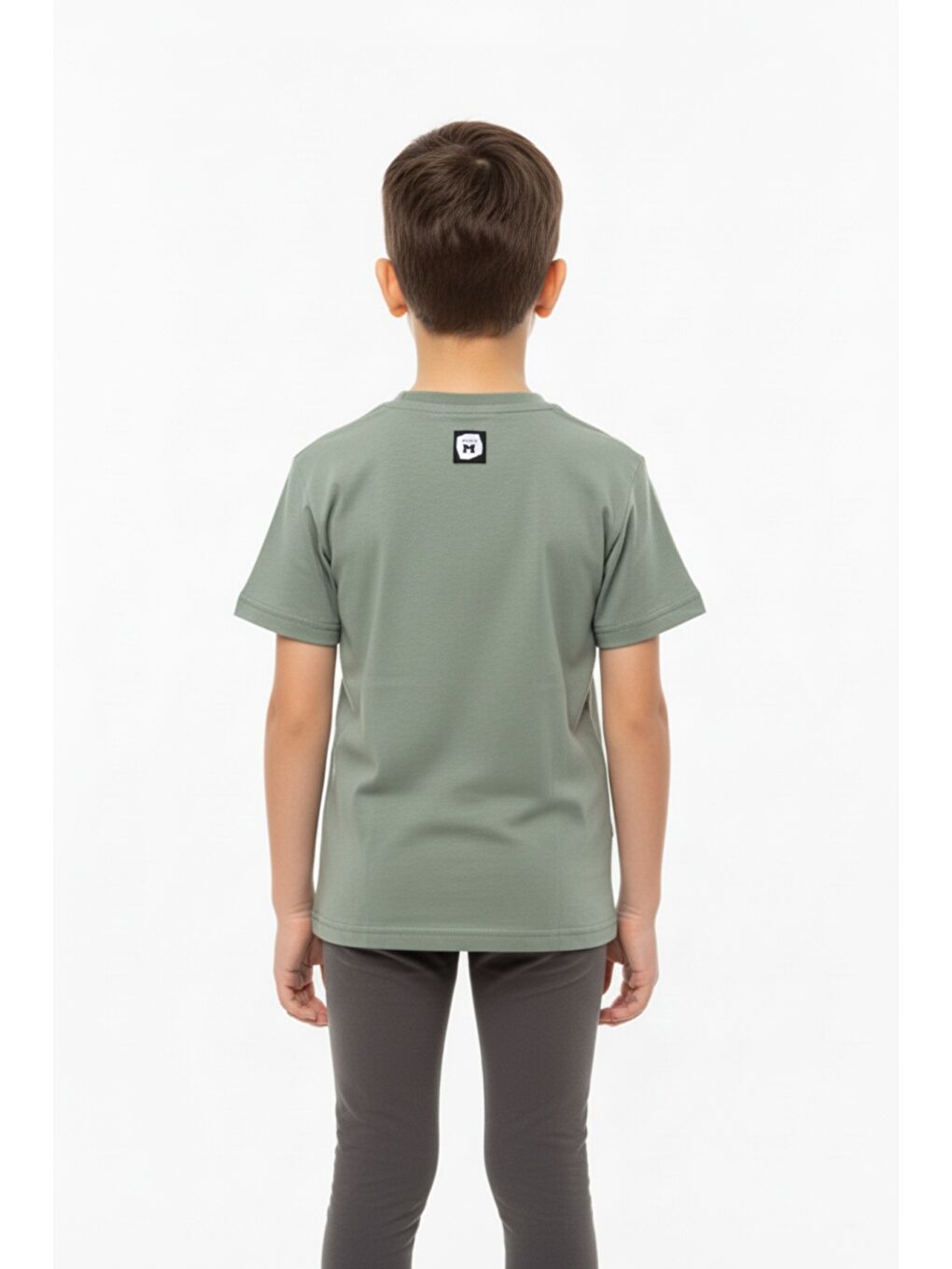 Yeşil Erkek Çocuk Bisiklet Yaka Kısa Kollu Baskılı Tişört 24992-3