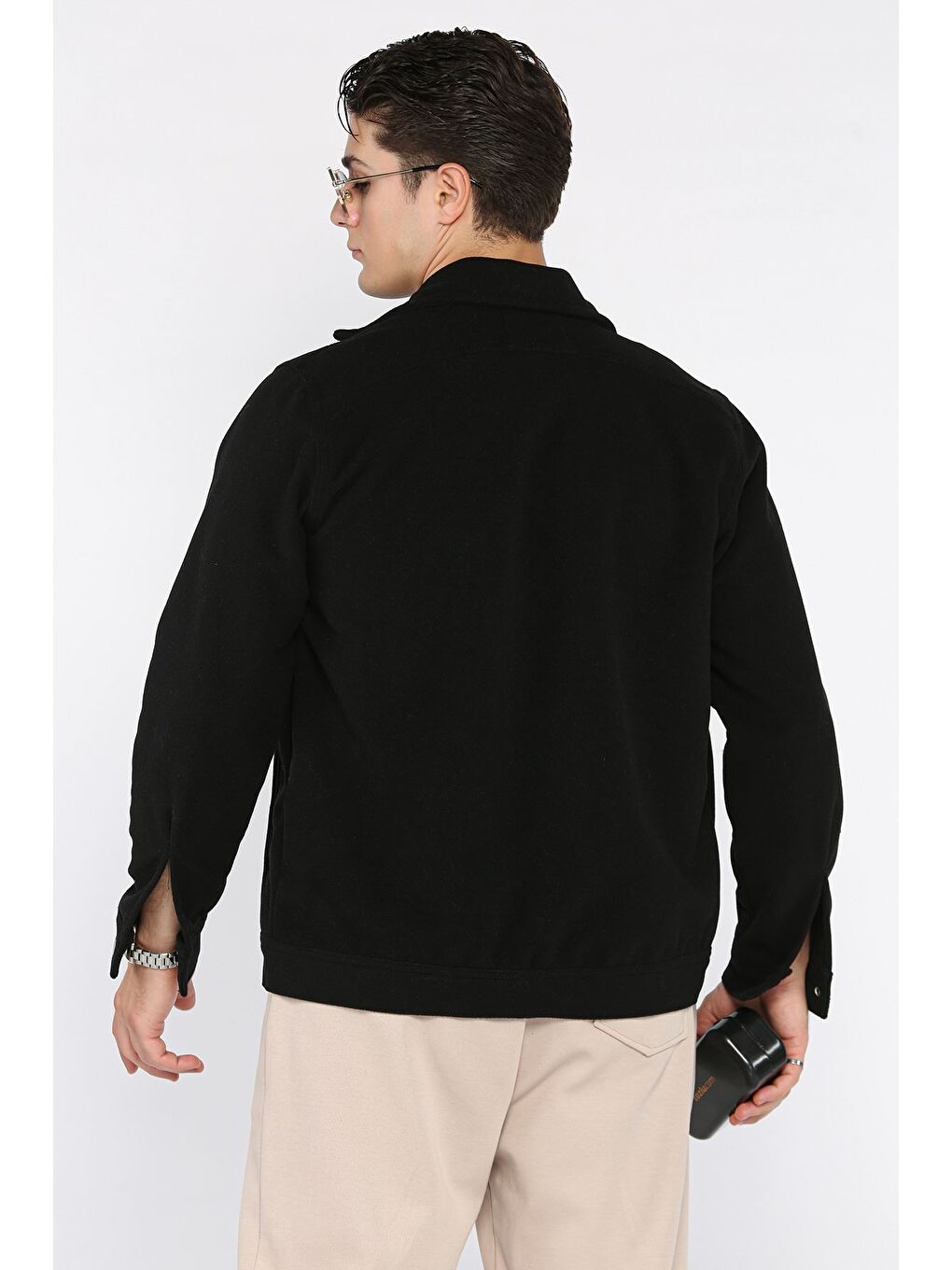 Siyah Erkek Ön Çıtçıtlı Kaşe Gömlek Ceket-2