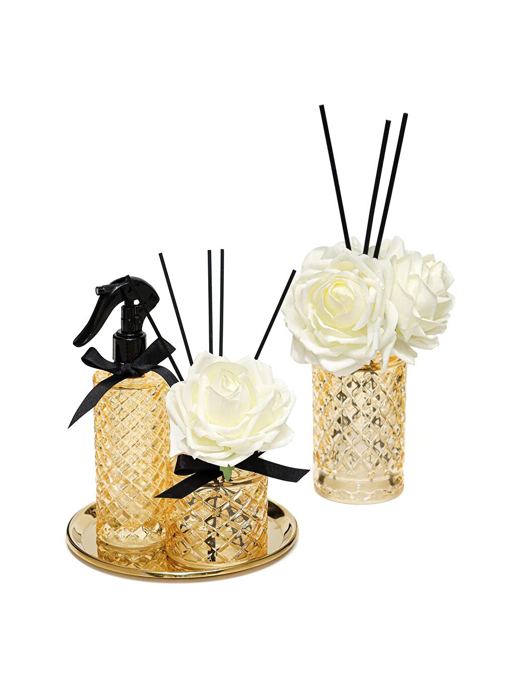 Kahverengi Kristal Gül Serisi- Amber Silindir Cam/Oud Vaniya Oda Kokusu-1