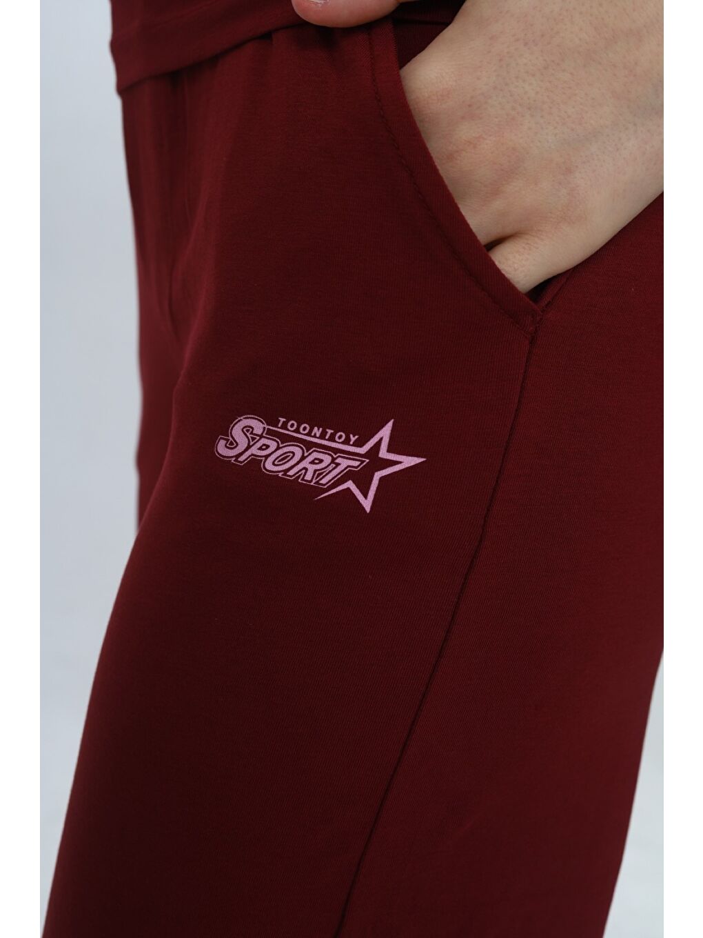 Bordo Kız Çocuk 2'li Takım Bisiklet Yaka Baskılı Atlet & Beli Lastikli Bol Paça Baskılı Kapri 24997-5