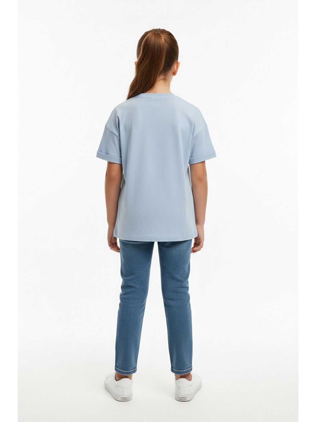 Lila Kız Çocuk Bisiklet Yaka Kısa Kollu Baskılı Tişört 25010-3