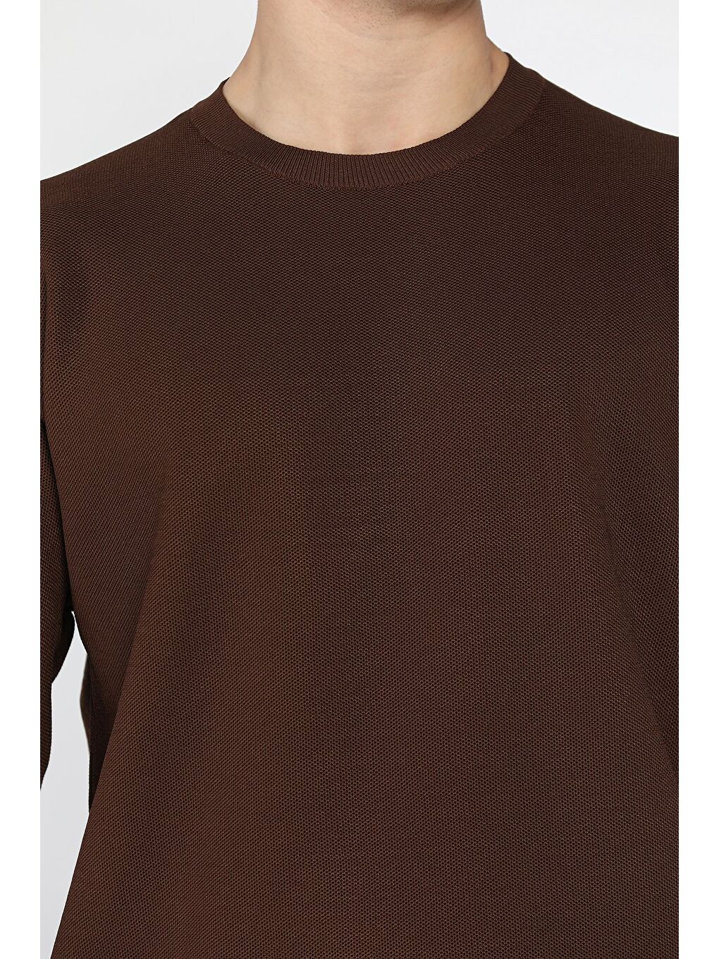 Kahverengi Bisiklet Yaka Erkek Triko Kazak-3