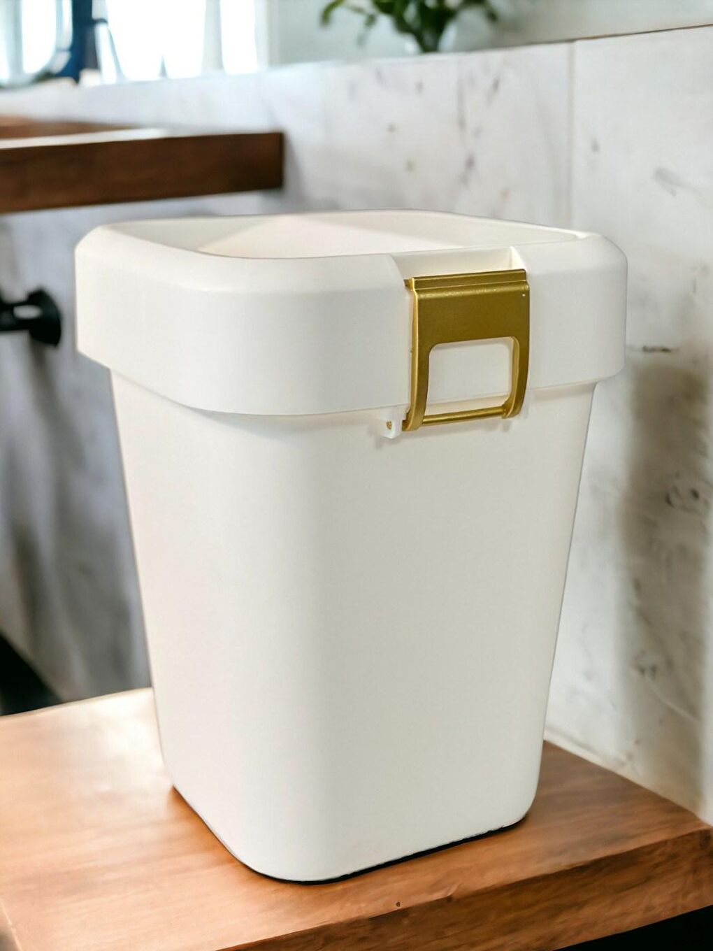 Motek Comfort Dustbin 8 Litre Çöp Kutusu Kovası Gold Beyaz - 2