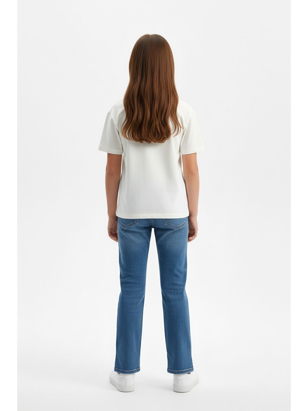 Ekru Kız Çocuk Bisiklet Yaka Kısa Kollu Baskılı Tişört 25010-2