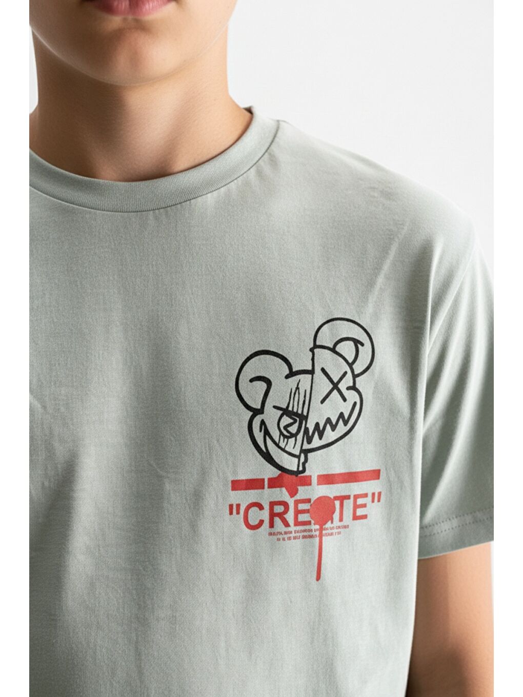 Gri Erkek Çocuk Bisiklet Yaka Kısa Kollu Baskılı Tişört 24993-4