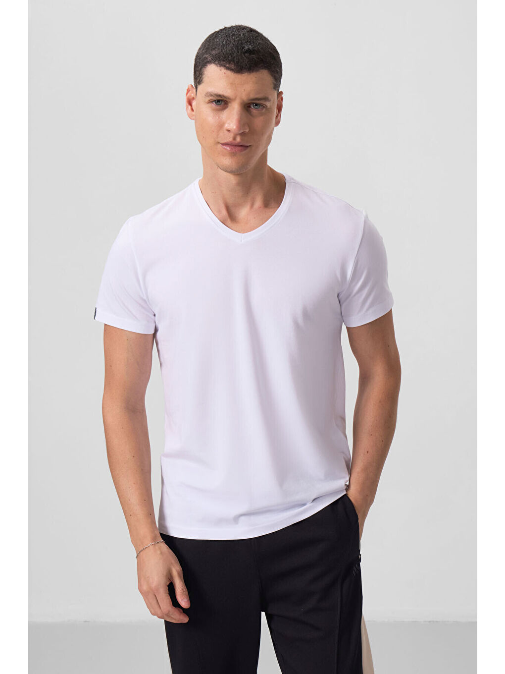 Karışık Standart Fit Basic V Yaka 5li Paket Erkek T-Shirt - 87912-4