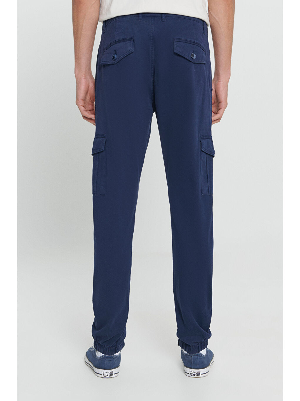 Erkek Lacivert Slim Fit Dar Kesim Kargo Cepli Pamuklu Esnek Pantolon-6