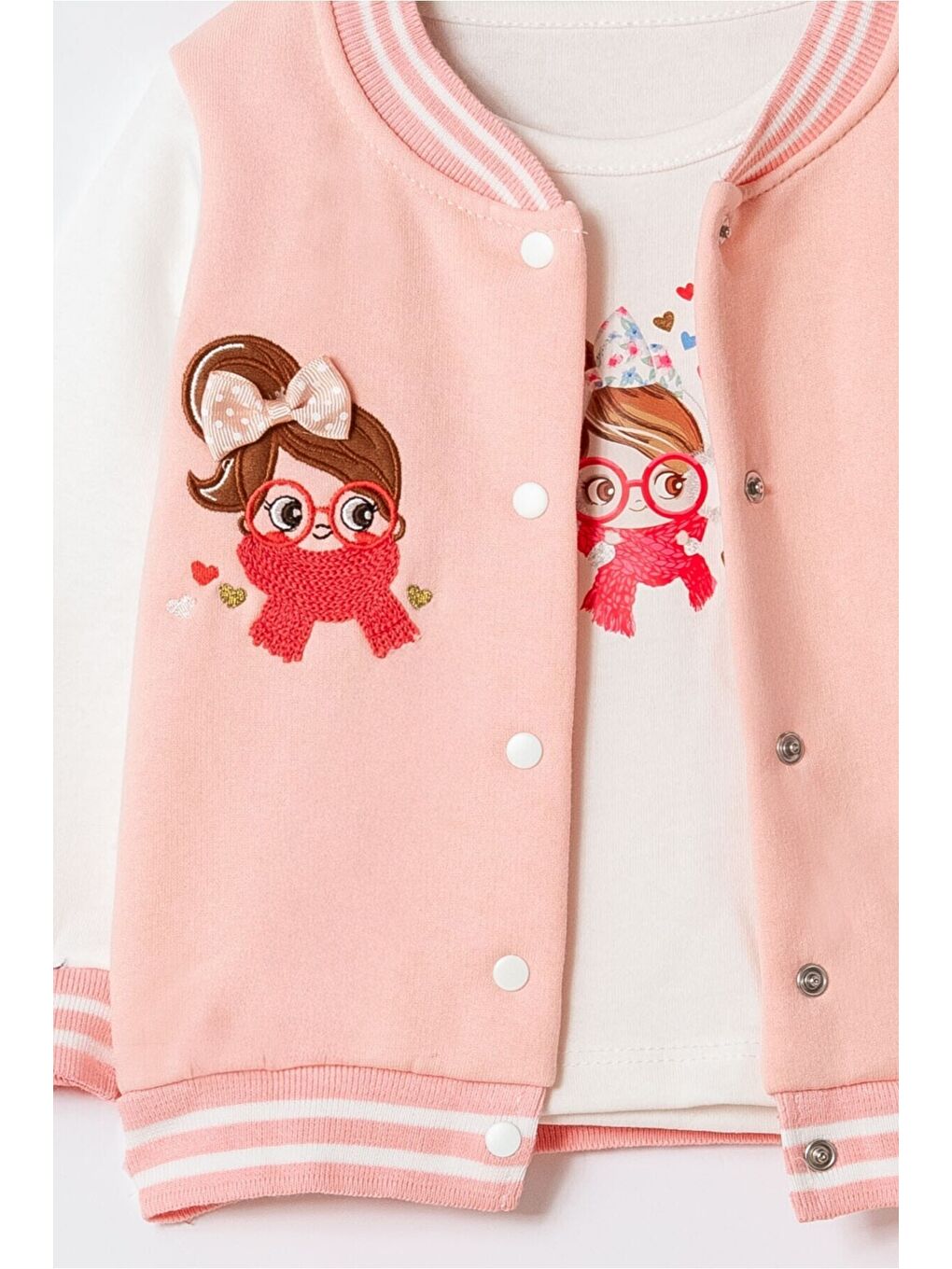 Pembe Kız Bebek Nakışlı 3’lü Mevsimlik Takım-3