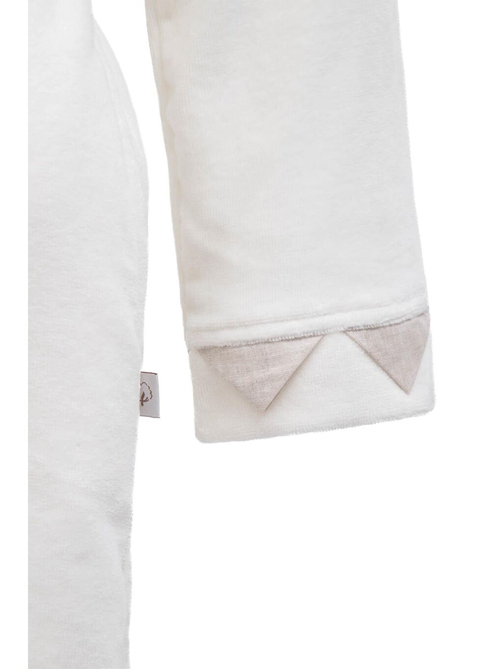 Ekru Mona Kadın Bornoz %100 Organik Pamuk  El Nakışlı Krem-3