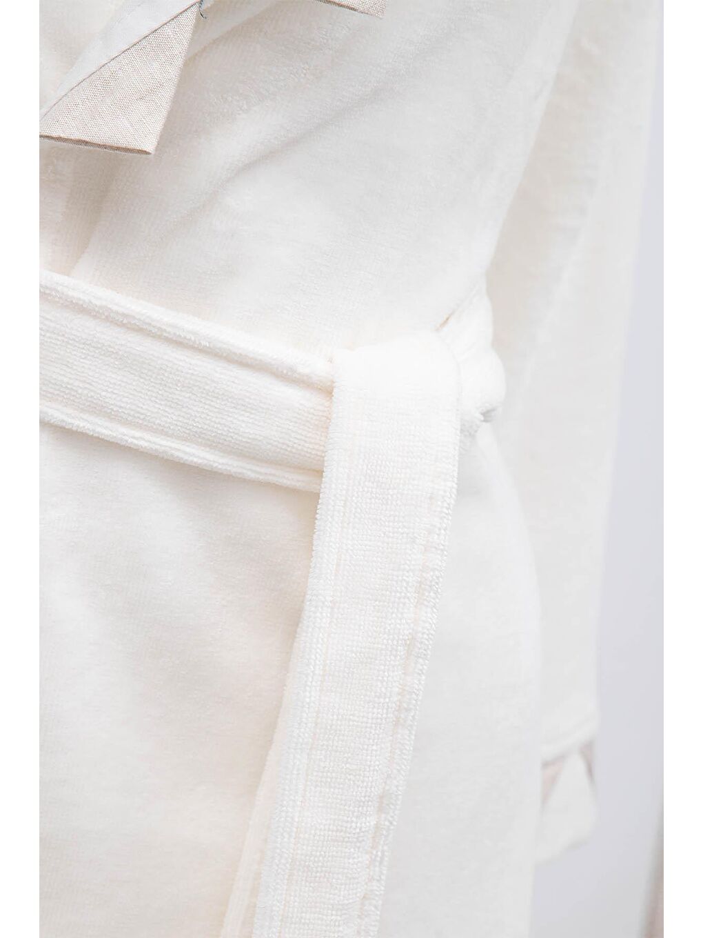 Ekru Mona Kadın Bornoz %100 Organik Pamuk  El Nakışlı Krem-4