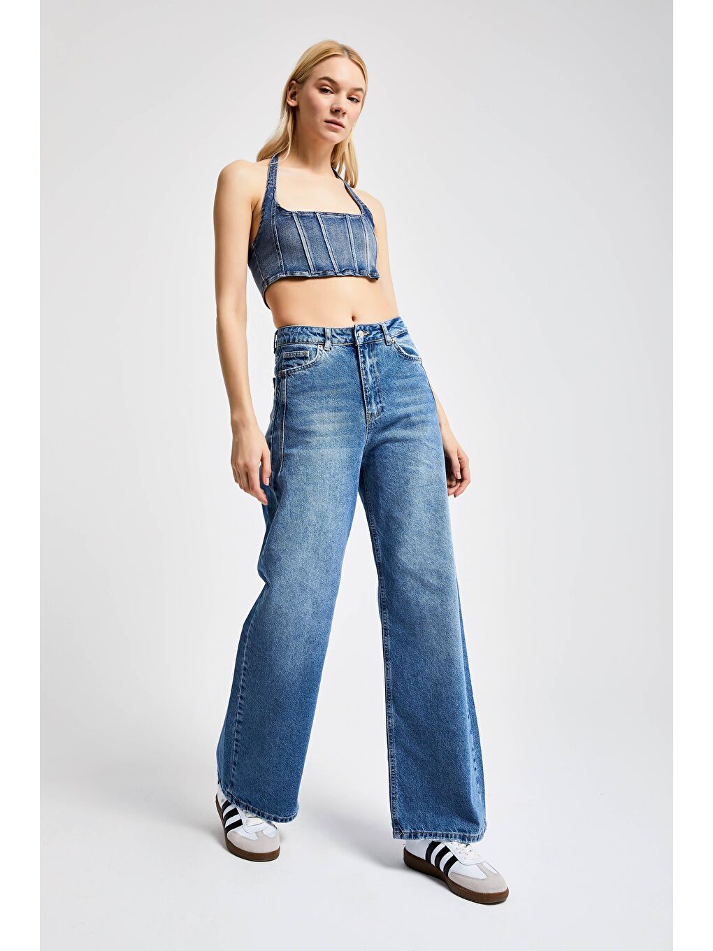 it's basic Mavi Kadın Mavi Renk Wide Leg Fit Denim - 3