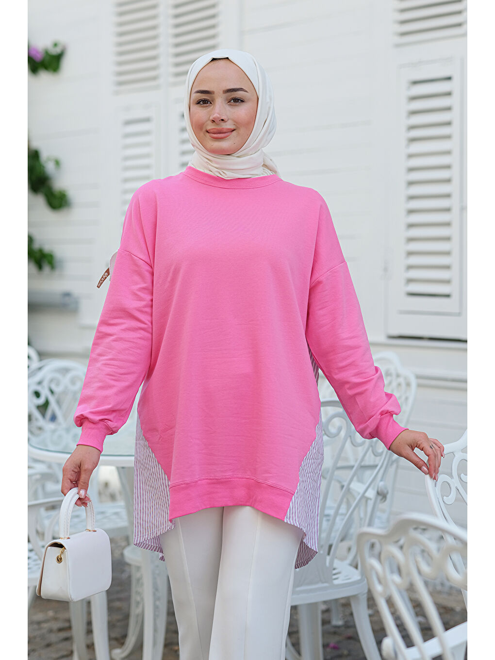 Locco Moda Pembe Düğme Detay Garnili Tunik Pembe