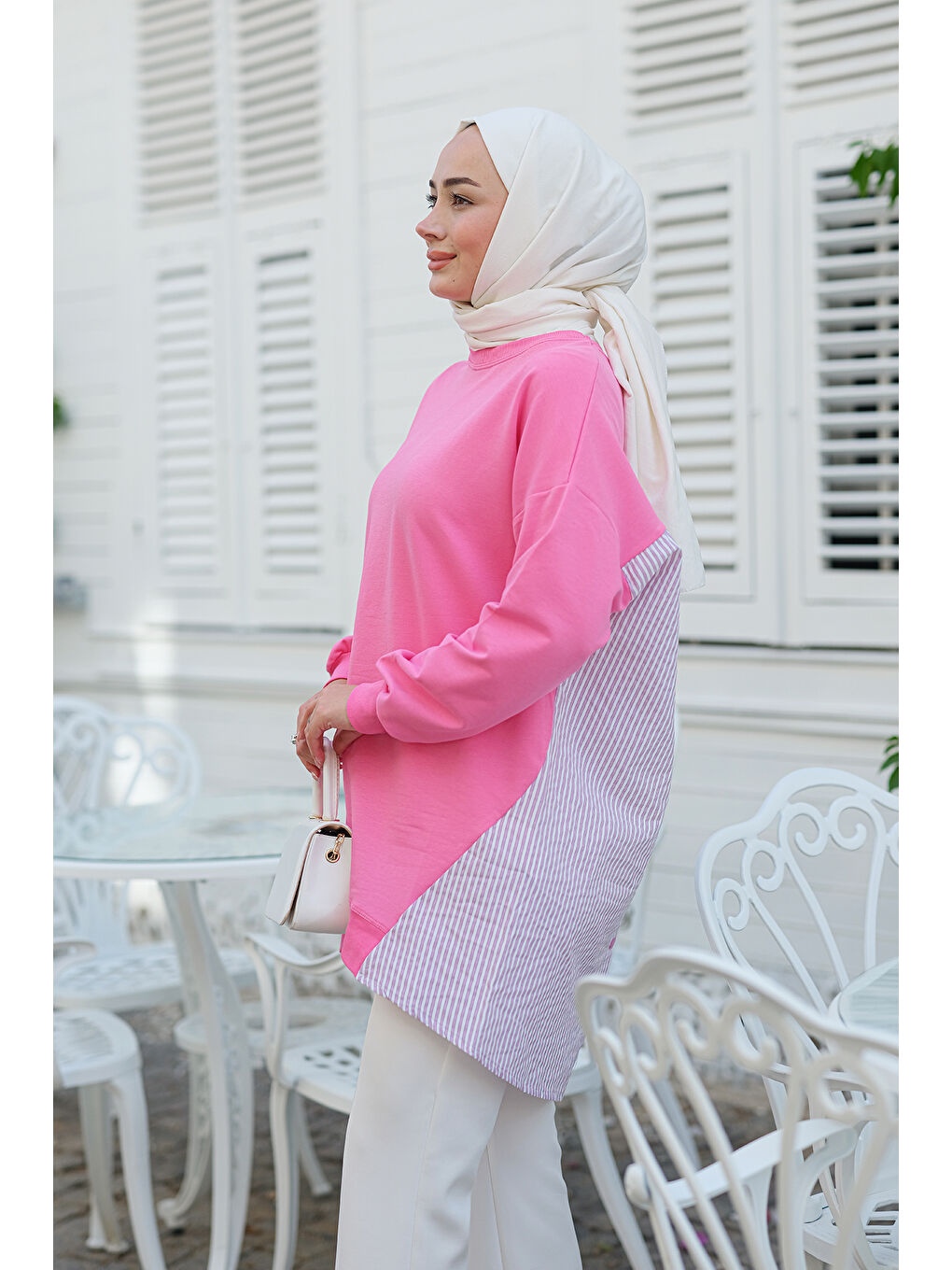 Locco Moda Pembe Düğme Detay Garnili Tunik Pembe - 1