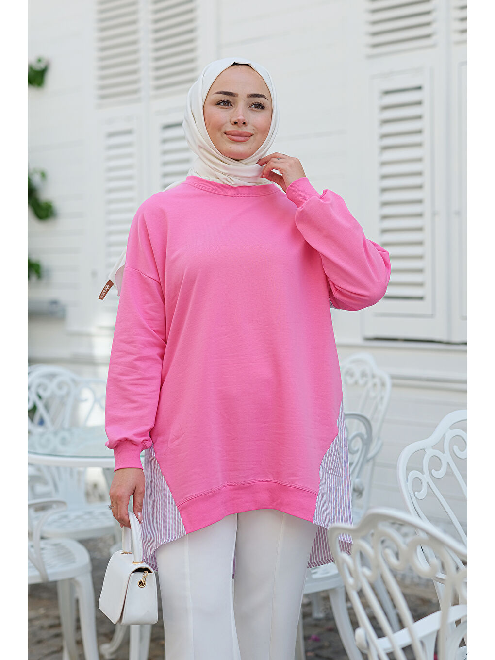 Locco Moda Pembe Düğme Detay Garnili Tunik Pembe - 3