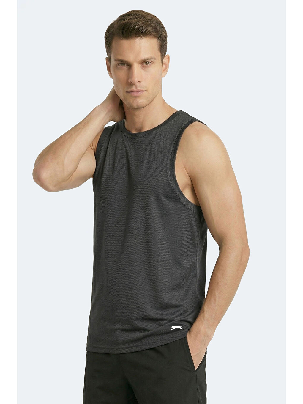 KORBA Erkek Kolsuz Koyu Gri Tişört-4