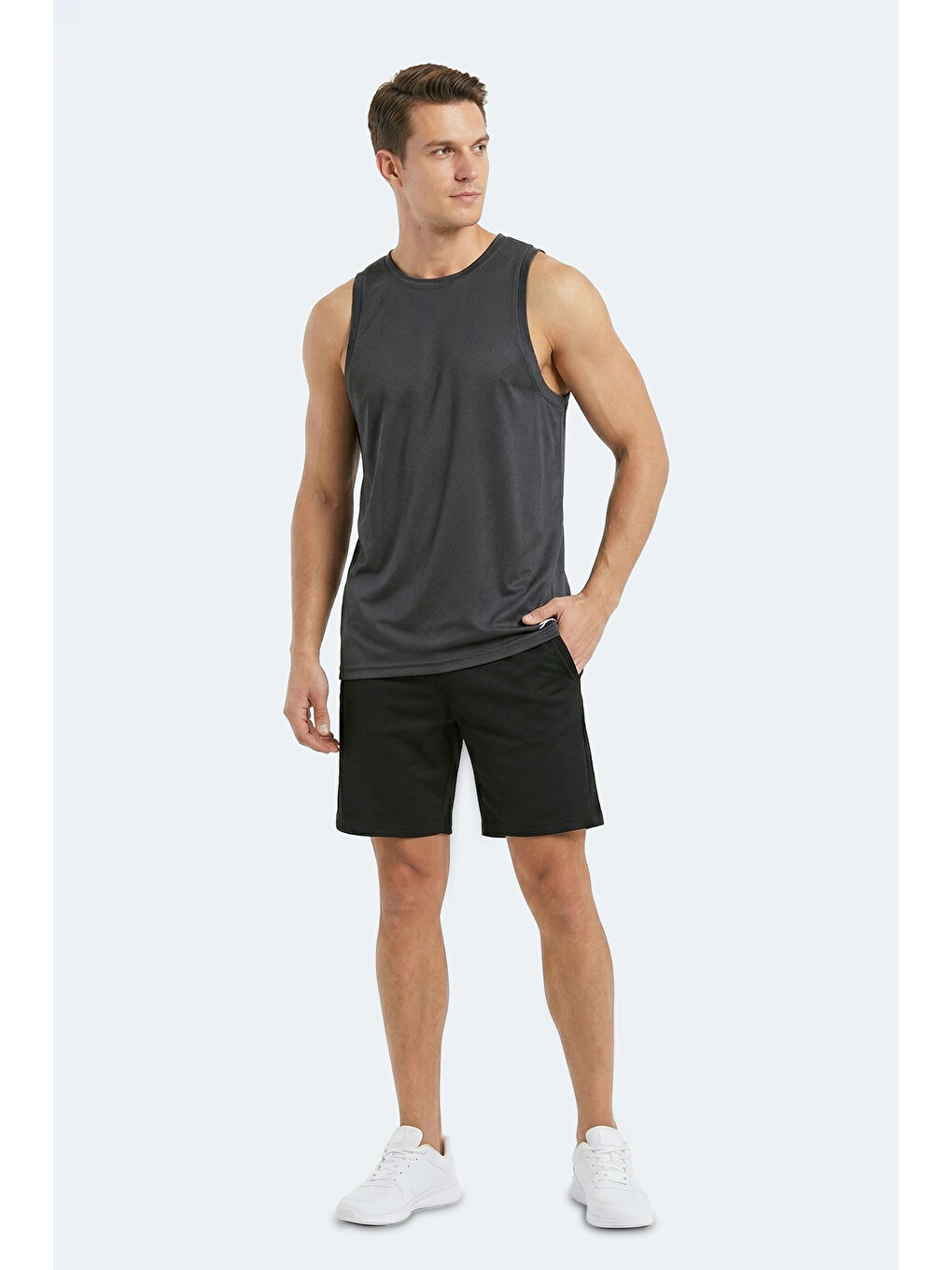 KORBA Erkek Kolsuz Koyu Gri Tişört-7