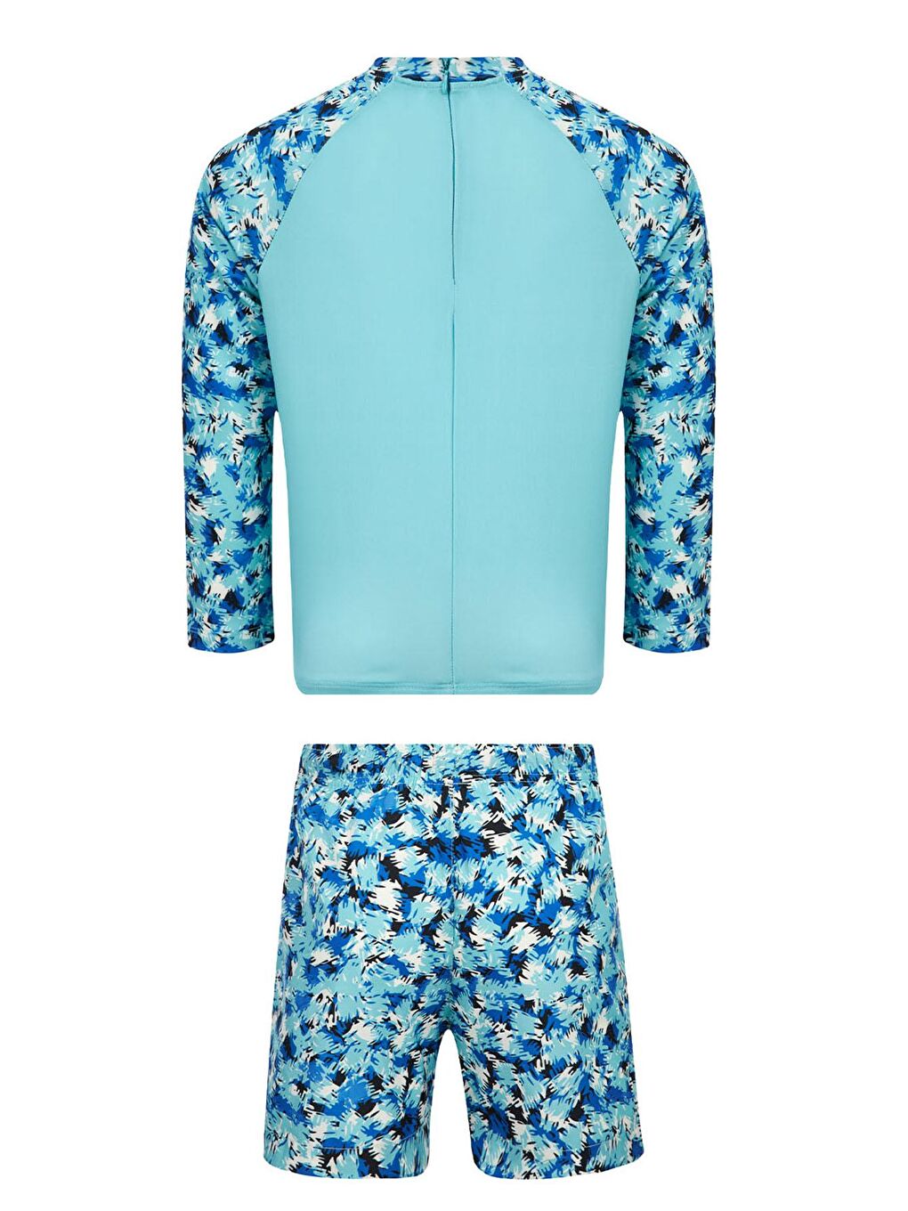 UV Korumalı Şort Uzun Kollu Çocuk Deniz Havuz Mayosu Axel 5602 Mavi-1