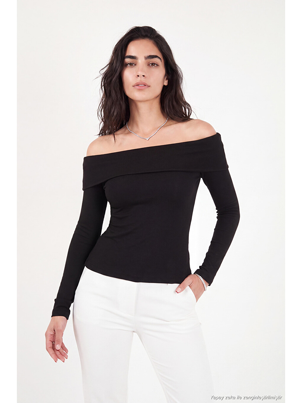 Siyah Pamuklu Fitted Kadın Bluz 5866862-1